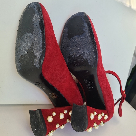 Stuart Weitzman 'Pearl Clarisa' Suede Ankle Strap Block Heel Pump FIXRUP 39 - Picture 4 of 9